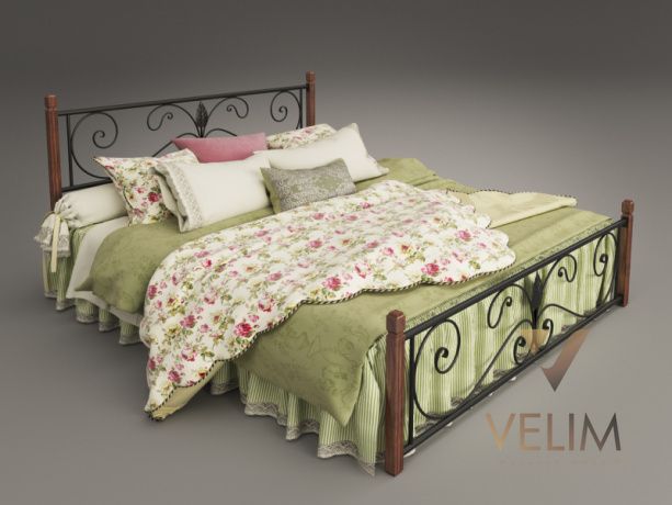 Ліжко двоспальне 180х200+ламель Крокус (на дерев'яних ніжках) Tenero чорний 7497 фото
