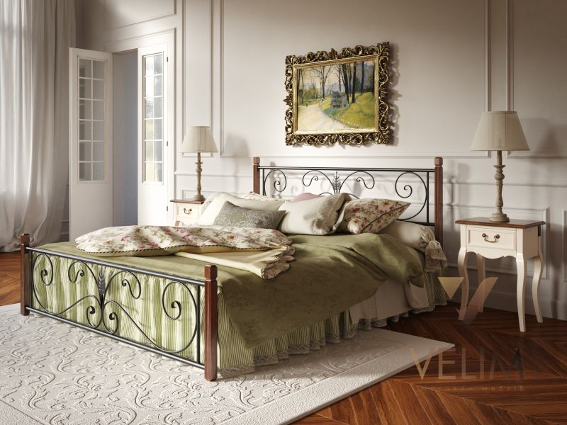 Ліжко двоспальне 180х200+ламель Крокус (на дерев'яних ніжках) Tenero чорний 7497 фото