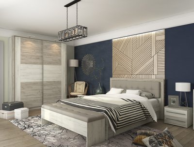 Модульная спальня Милана Сокме дуб крафт белый/дуб серый 1190 фото