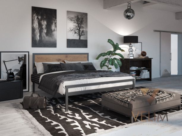 Ліжко двоспальне 180х200+ламель Герар Tenero чорний 7454 фото