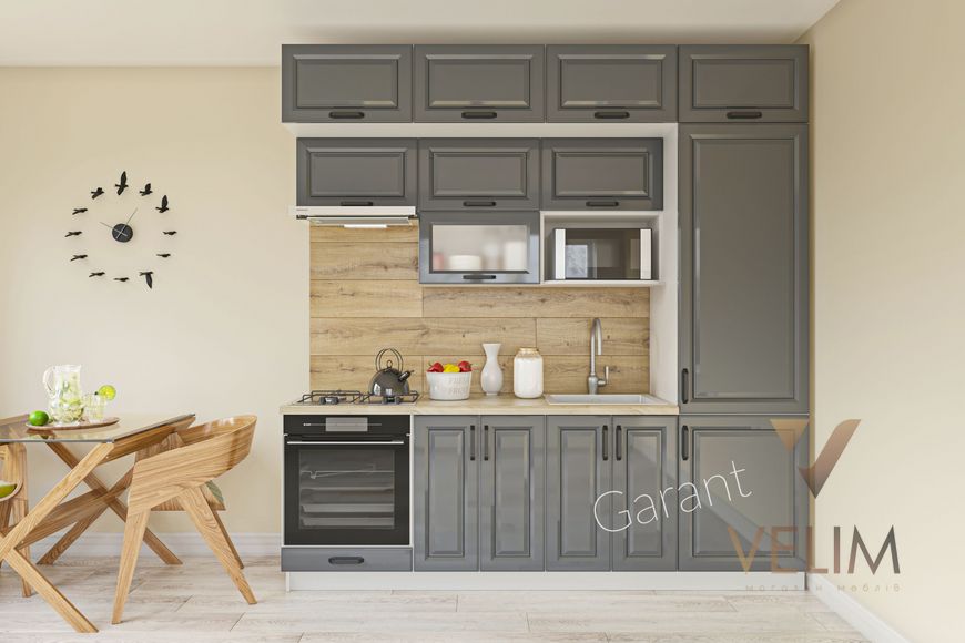 Кухонний комплект Брайт Прем’єр 2.4м Garant графітовий-сірий (без стільниці) 13149 фото