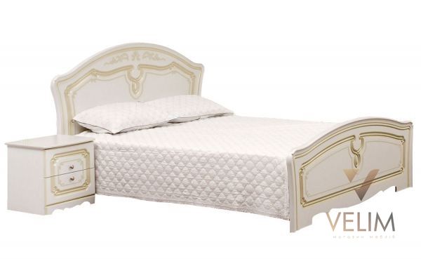 Ліжко двоспальне +каркас Луїза (патина) 160×200 Світ Меблів білий структурний/біле дерево Світ Меблів фото