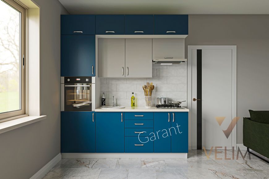 Кухонний комплект Софт 2,2м Garant шовково-сірий/зелено-синій (без стільниці) 13218 фото