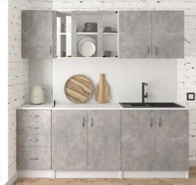 Кухонний комплект Карина 2,0м Мир Мебели белый/индастриал (без столешницы) 15492 фото