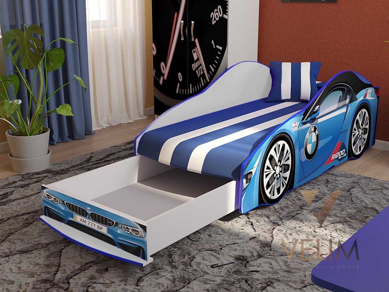 Ліжко-машинка підйомне + шухляда Еліт Е-8 170*80 Viorina-Deko синій 14018 фото