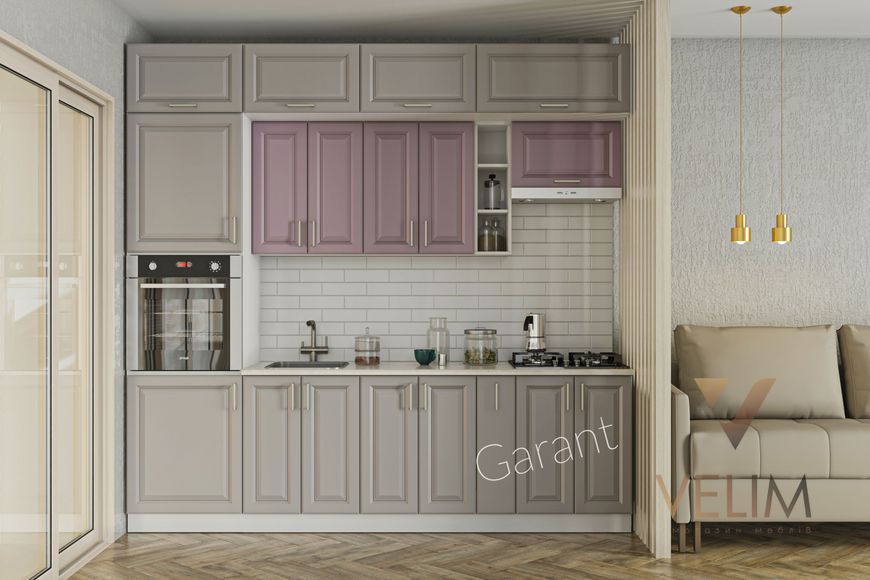 Кухонний комплект Софт Прем'єр 2,6м Garant пастельно-фіолетовий/шовково-сірий (без стільниці) 13223 фото