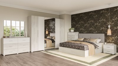 Модульная спальня Ромбо Мир Мебель аляска/артвуд светлый, белый 1149 фото