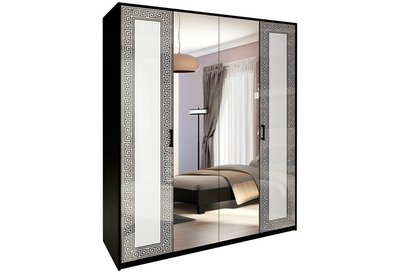 Шафа 4Д + дзеркало Viola/Віола MiroMark чорний/білий глянець 1409 фото