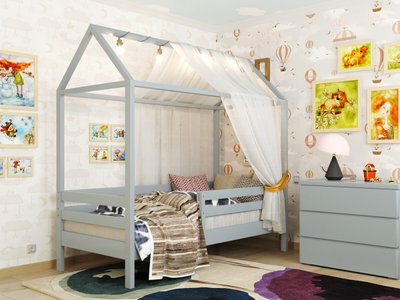 Ліжко дитяче Хатинка Джеррі Arbor 80х190 (+ламель) сірий 11587 фото