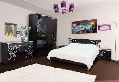 Модульная спальня Фелиция Новая Мир Мебели черный/черный лак 1162 фото