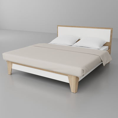 Ліжко двоспальне Сканді Неман дуб пісочний/білий 13548 фото