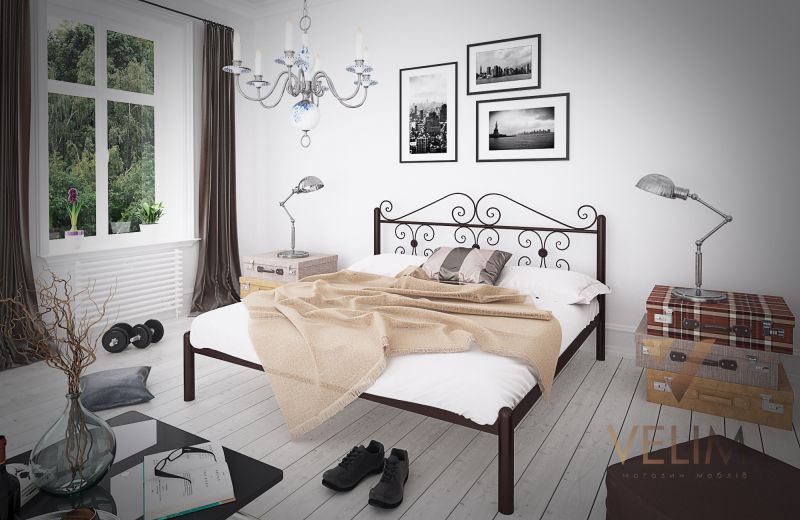 Ліжко полуторне 140х200+ламель БегоніяTenero коричневий 7440 фото