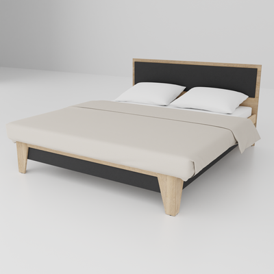 Ліжко двоспальне Сканді Неман дуб пісочний/графіт 13549 фото
