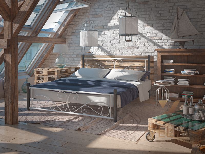Ліжко двоспальне 180х200+ламель Нарцис (на дерев'яних ніжках) Tenero білий 7494 фото
