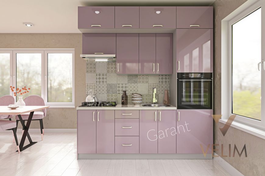 Кухонний комплект Брайт 2.2м Garant пастельно-фіолетовий (без стільниці) 13145 фото