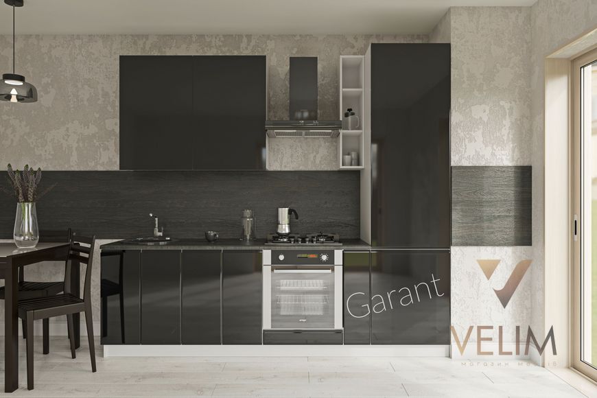 Кухонний комплект Роял Глянцевий 2,6м Garant чорний янтар (без стільниці) 13203 фото